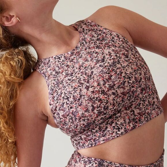 NWOT Athleta CONSCIOUS CROP BRA Floral Yoga Wicking High Coverage Cropped S Gym - Picture 1 of 15